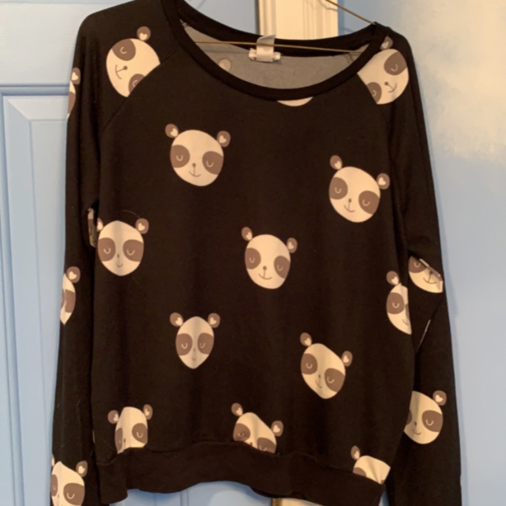 long sleeve black panda shirt